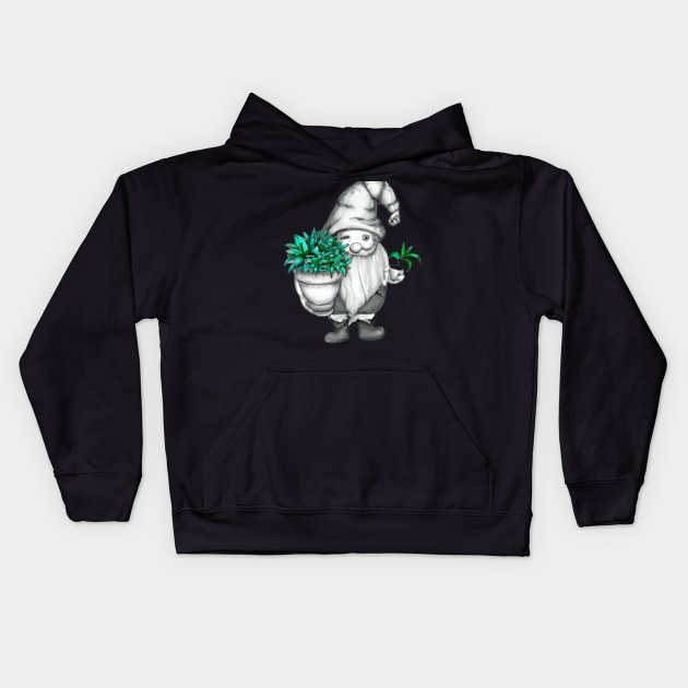 Plant Gnome drawing Kids Hoodie by Shadowbyte91